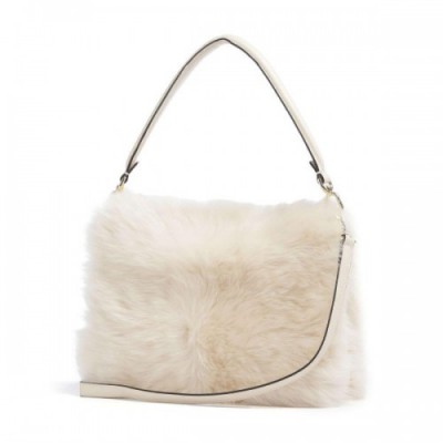 Abro Shearling Astor Shoulder bag fur, fine grain leather sand