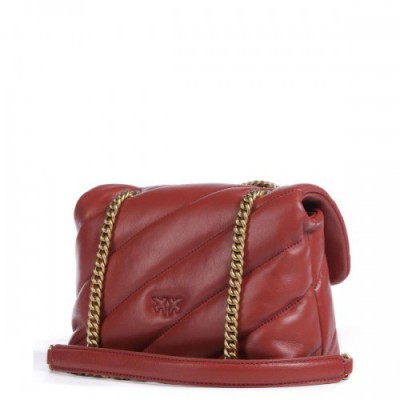 Pinko Love Puff Mini Shoulder bag sheepskin leather red