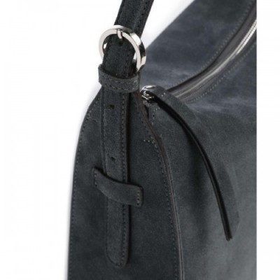 Abro Suede Best Friend Hobo bag brushed cow leather dark grey