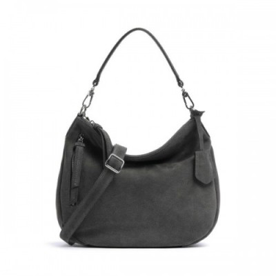 Abro Suede Juna Hobo bag brushed cow leather dark grey