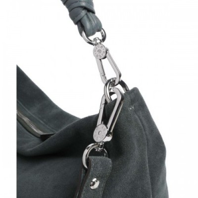 Abro Suede Soley Hobo bag brushed cow leather dark green