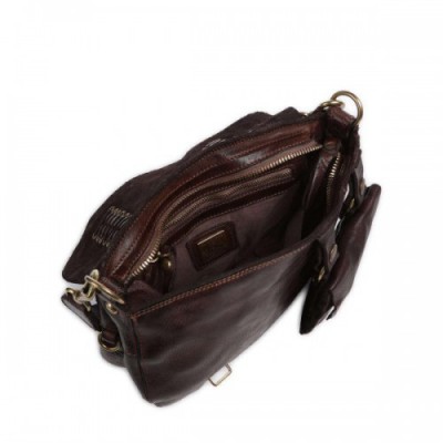 Campomaggi Shoulder bag grained cow leather dark brown