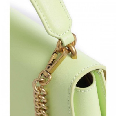 Pinko Love One Mini Crossbody bag fine grain cow leather light green