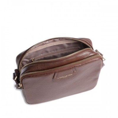 Lancaster Dune Crossbody bag grained cow leather dark brown