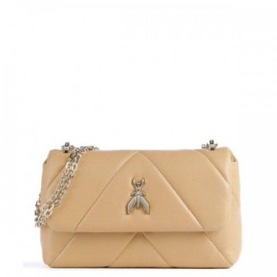 Patrizia Pepe Fly Padded Shoulder bag grained goatskin leather beige