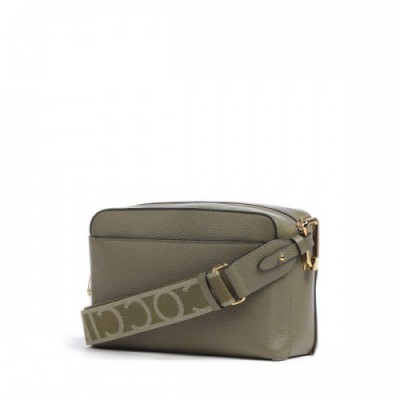 Coccinelle Liya Signature Crossbody bag grained leather olive-green