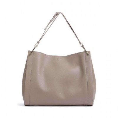 Coccinelle Wallace Hobo bag grained leather taupe