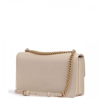 Pinko Love One Classic Shoulder bag fine grain cow leather beige