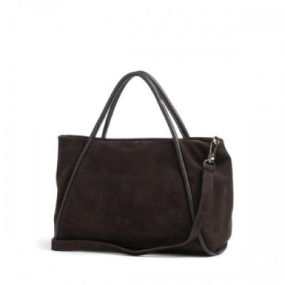 Abro Suede Willow Handbag brushed cow leather dark brown