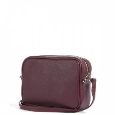 Patrizia Pepe Crossbody bag grained calfskin aubergine