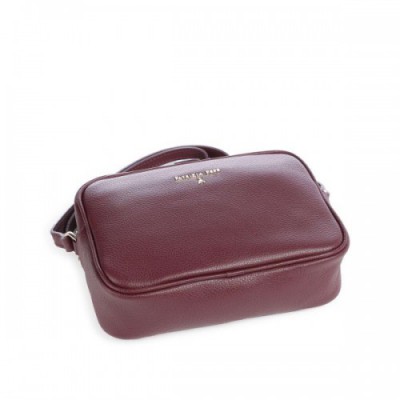 Patrizia Pepe Crossbody bag grained calfskin aubergine