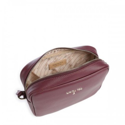 Patrizia Pepe Crossbody bag grained calfskin aubergine