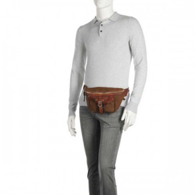 Campomaggi Fanny pack cotton, grained cow leather cognac