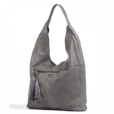 Taschendieb Wien Marxergasse 1 Hobo bag grained cow leather grey