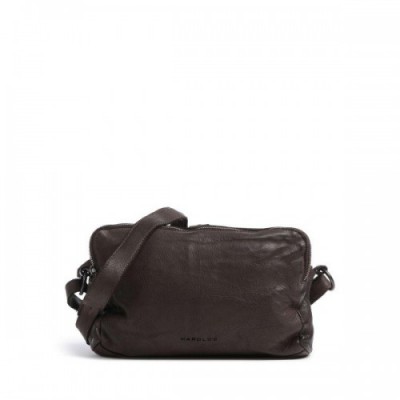 Harold's Submarine Crossbody bag grained leather dark brown