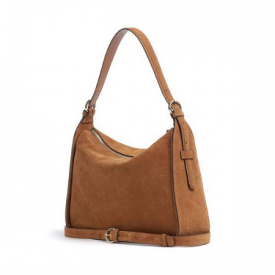 Abro Suede Best Friend Hobo bag brushed cow leather brown